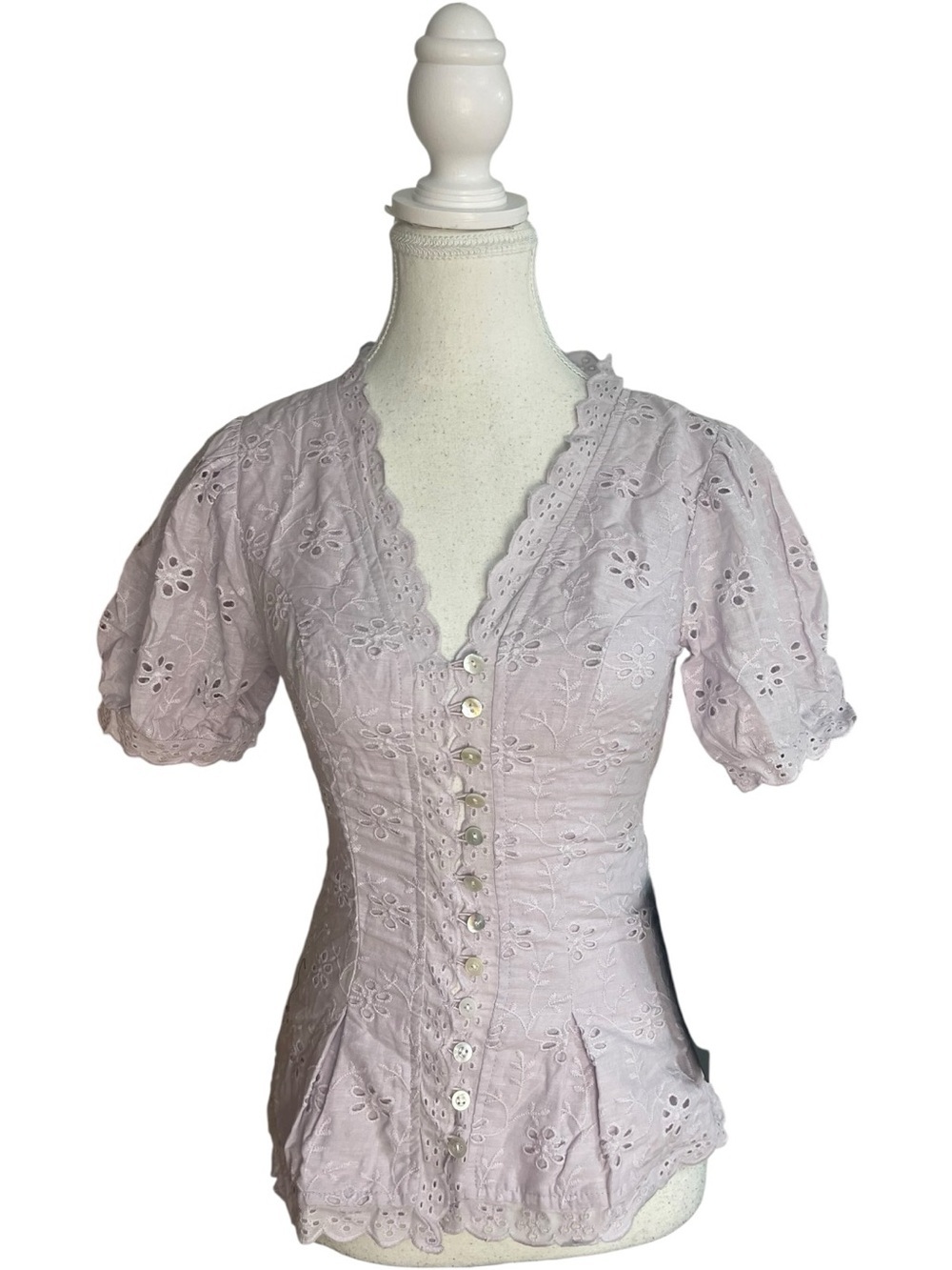 Lulus Briar Eyelet Embroidered Button-Front Top Lavender Lilac